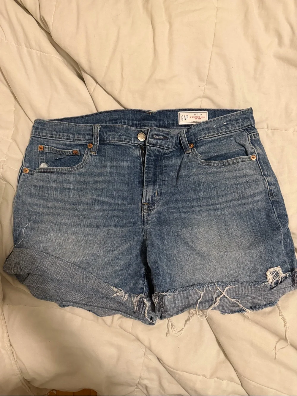 GAP Distressed Medium Blue Denim Cutoff Shorts